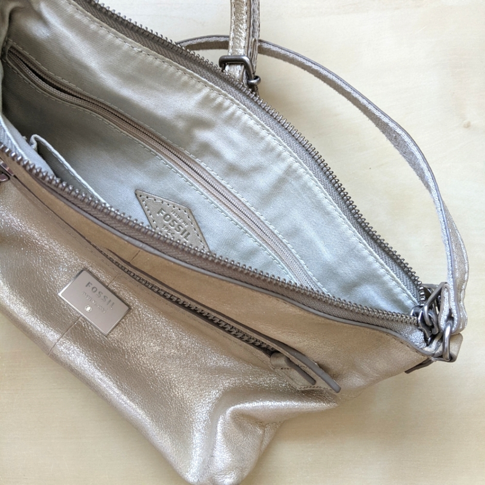 Fossil gold leather crossbody bag - Picture 3 of 4